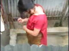 Desi Girl Bathing Outdoor